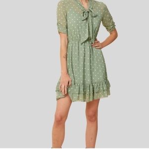 (A10) NEW Listicle Large‎ Polka Dot necktie midi Dress, Size Large, NWOT